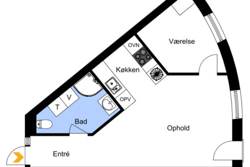 Plantegning 2 værelses - skæv