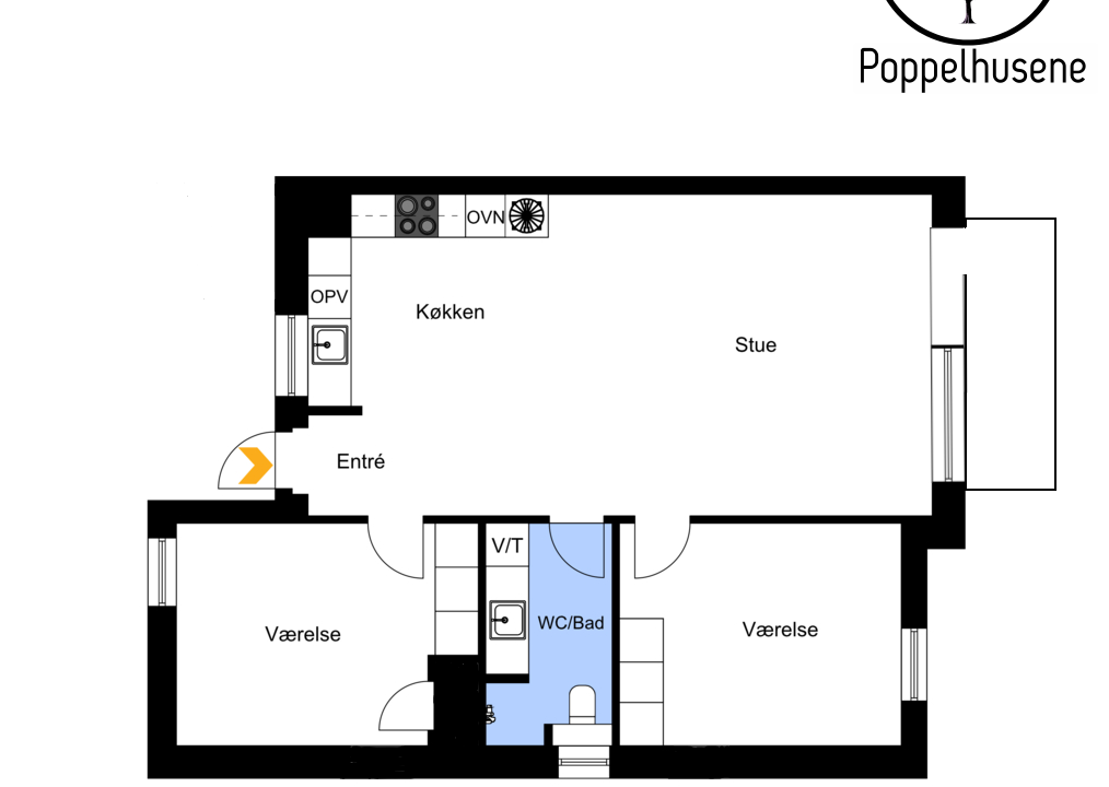 Type B - venstre, 1. sal